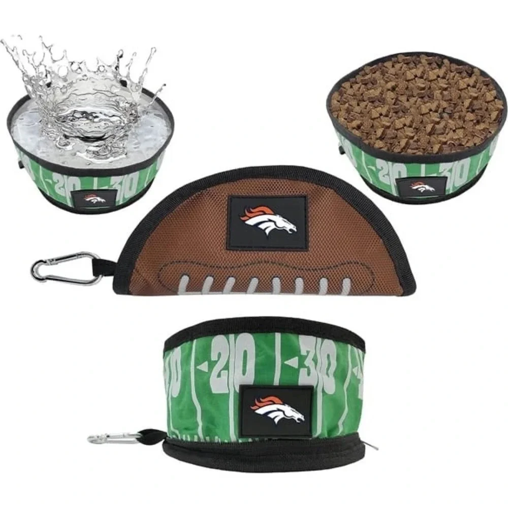 NFL collapsible bowl for your pet in black and brown, L29.‎